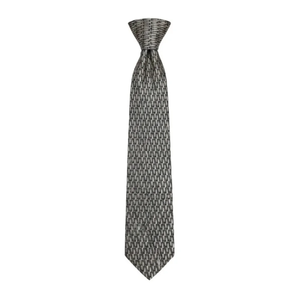 Bruno Rossi‎ Men's 100% Silk Necktie Geometric Pattern Gray Brown Classic Tie